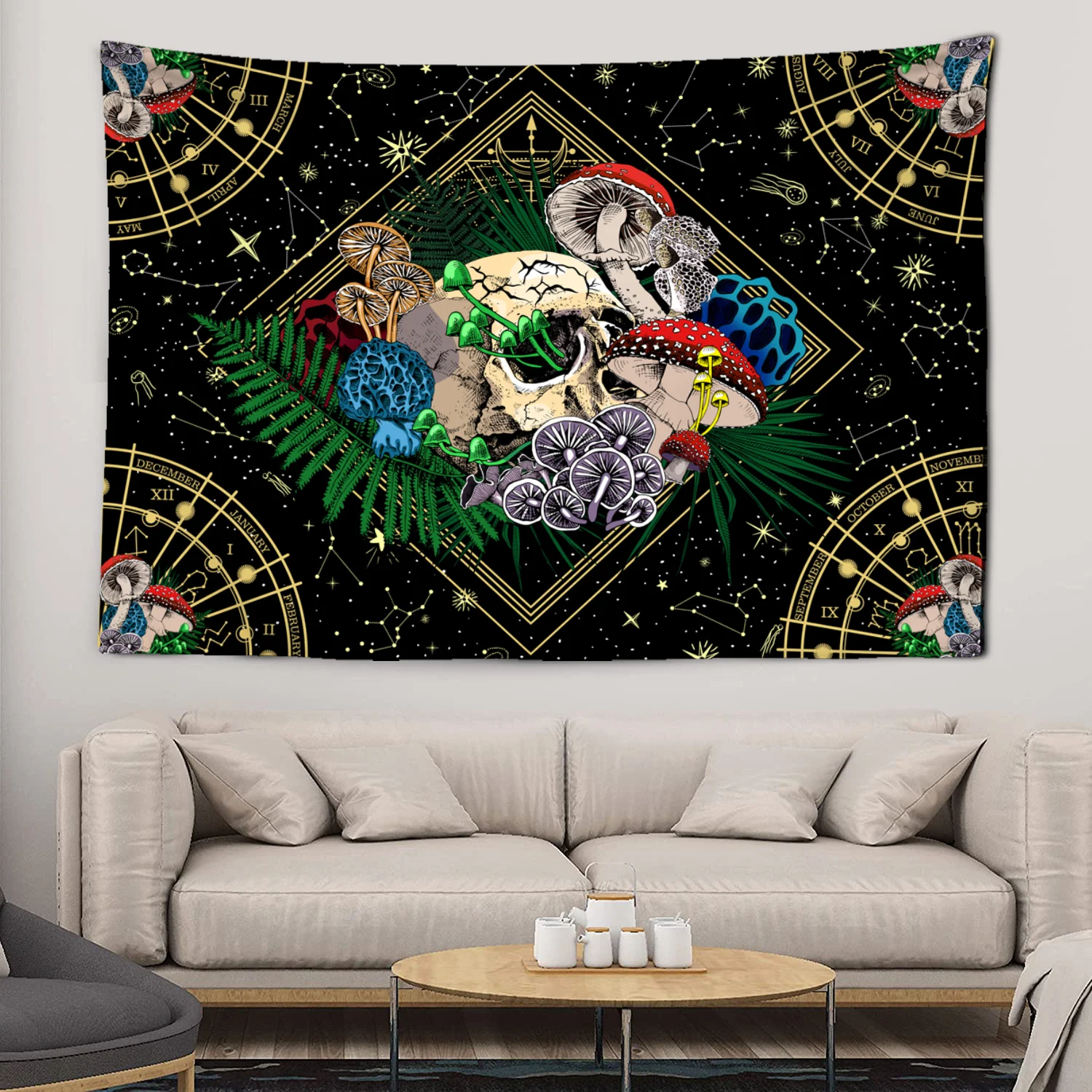 

Skeleton Aesthetics Tapestry Wall Decorative Art Blanket Curtains Hanging at Home Bedroom Living Room Decor