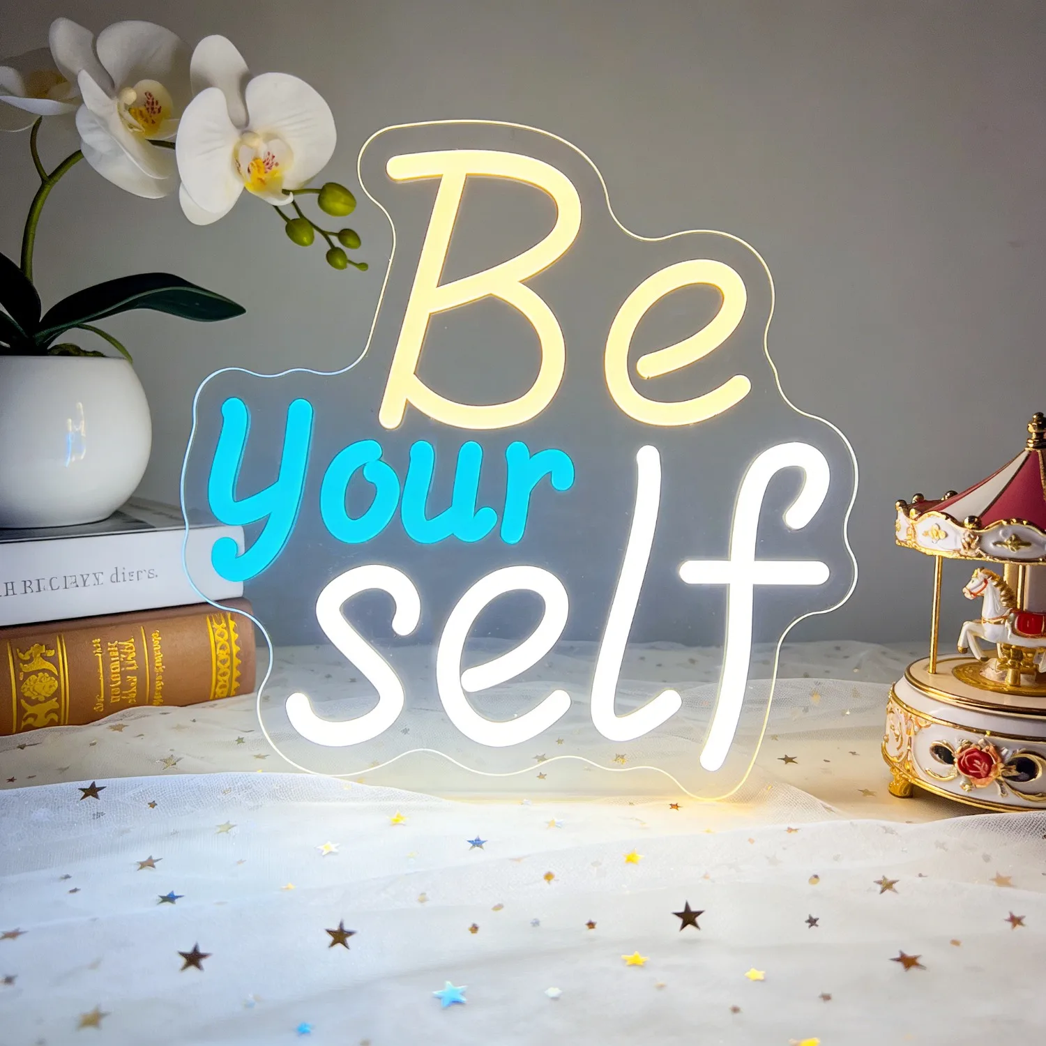 

Неоновая LED-вывеска «Be Your Self» для дома, бара, спальни, гостиной, декор для стен, вдохновляющая цитата, романтическое освещение, подарок