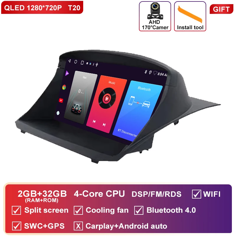 Autoradio Carplay Android Voor Ford Fiesta Mk 6/MK 7 2008-2019 Multimedia Video Player touchscreen Auto stereo Navigatie GPS