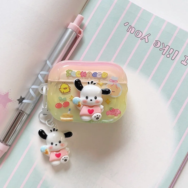 Appleairpods3/43DアイスクリームパグイヤホンケースairpodsPRO2/PRO3漫画に適しています。