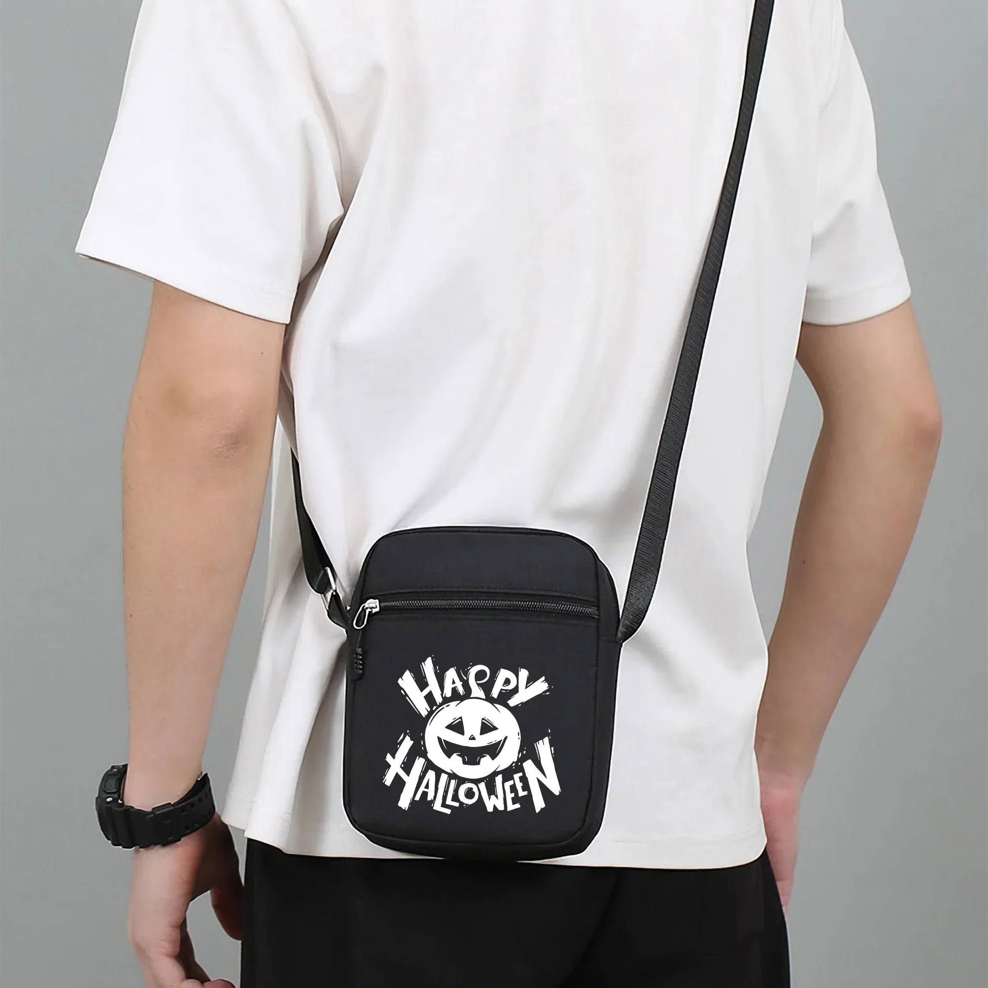 Миниатюрная сумка через плечо из ткани Оксфорд с изображением тыквы и монстров, модные Наплечные сумки с регулируемым ремешком, Повседневная Спортивная дорожная стильная сумка