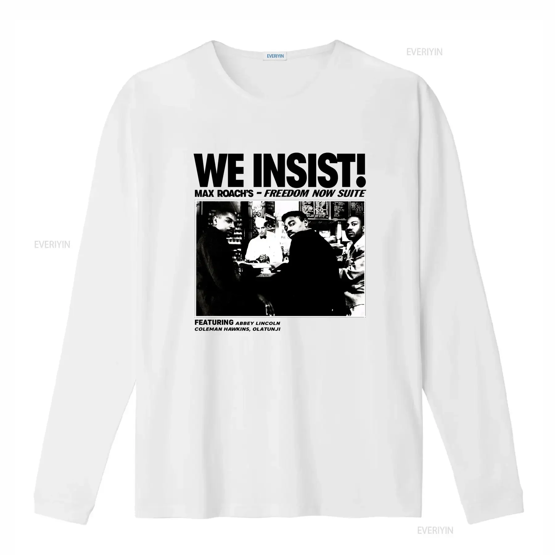 تي شيرت We Insist Album من Max Roach تي شيرت Oscar Brown Freedom Now Suite Abbey Lincoln عتيق مغسول وجيد التهوية ملابس الشارع الممتدة #2