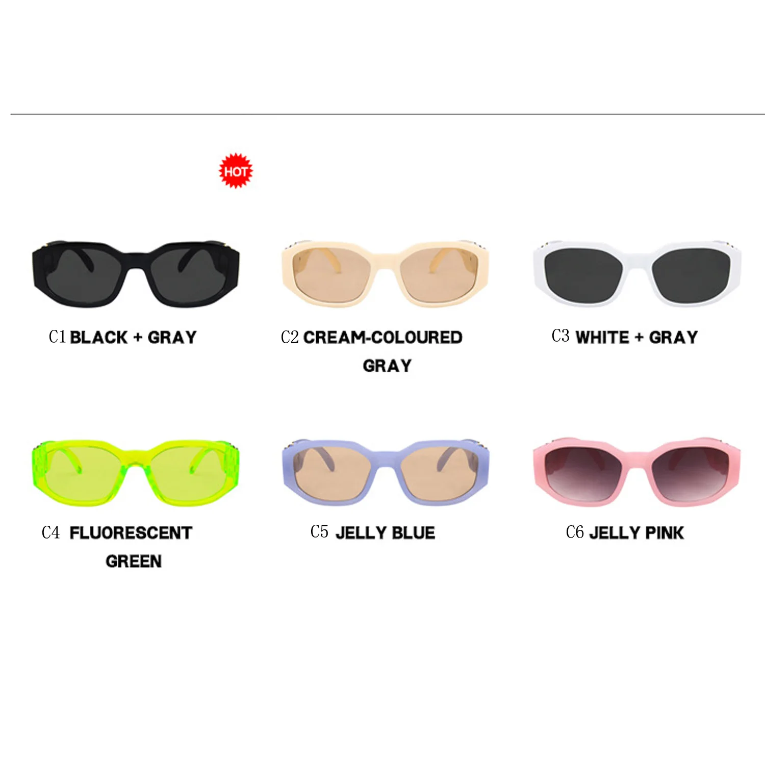 Kleine Polygon Quadratische Schwarze Sonnenbrille für Frauen Mode Marke Gradient Ins Heiße Sonnenbrille Männer Hip Hop Brillen UV400 – Detail 6