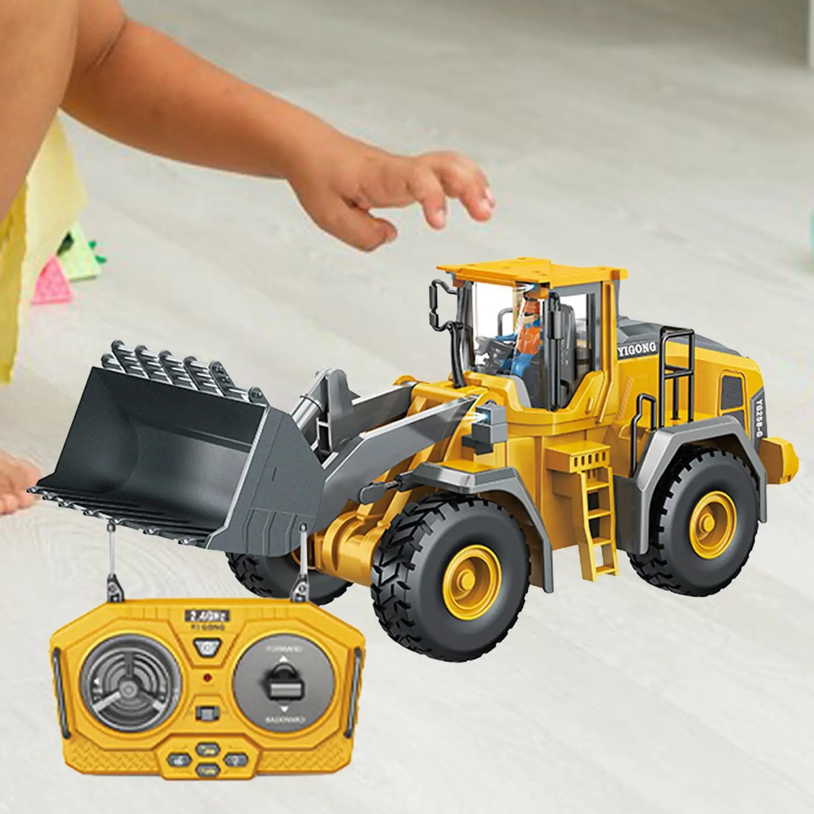 Remote Control Excavator Toy Engineering Car RC Excavator Toy with Light Construction Toys for Kids Children 4-7 Year Old Gift