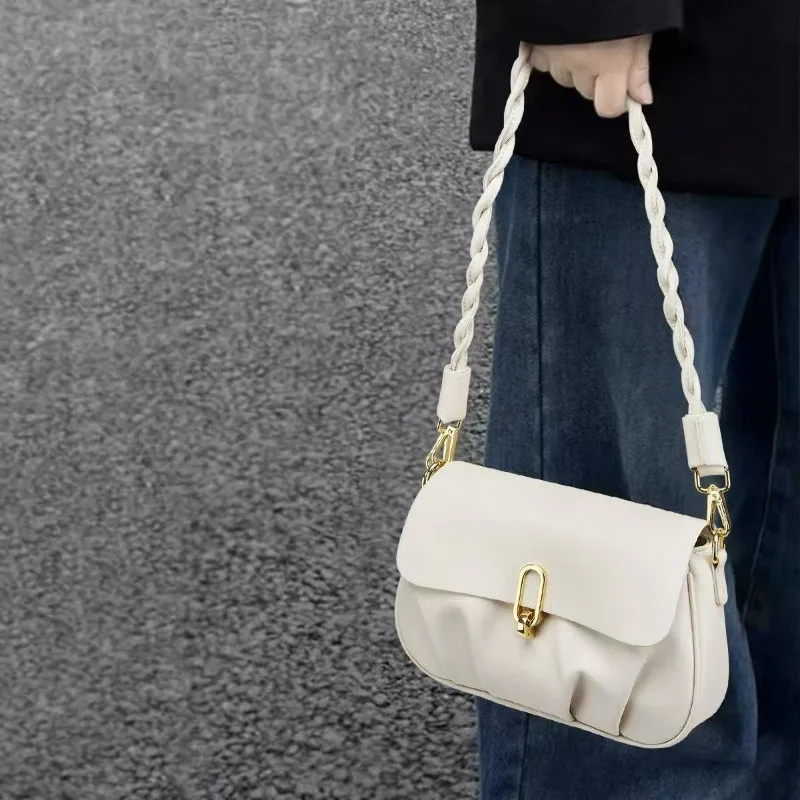 New Light Luxury Women's Bag Summer Small Satchel Cloud Bag Pleated Design Eye-catching Versatile Messenger Handbag Shoulder Bag