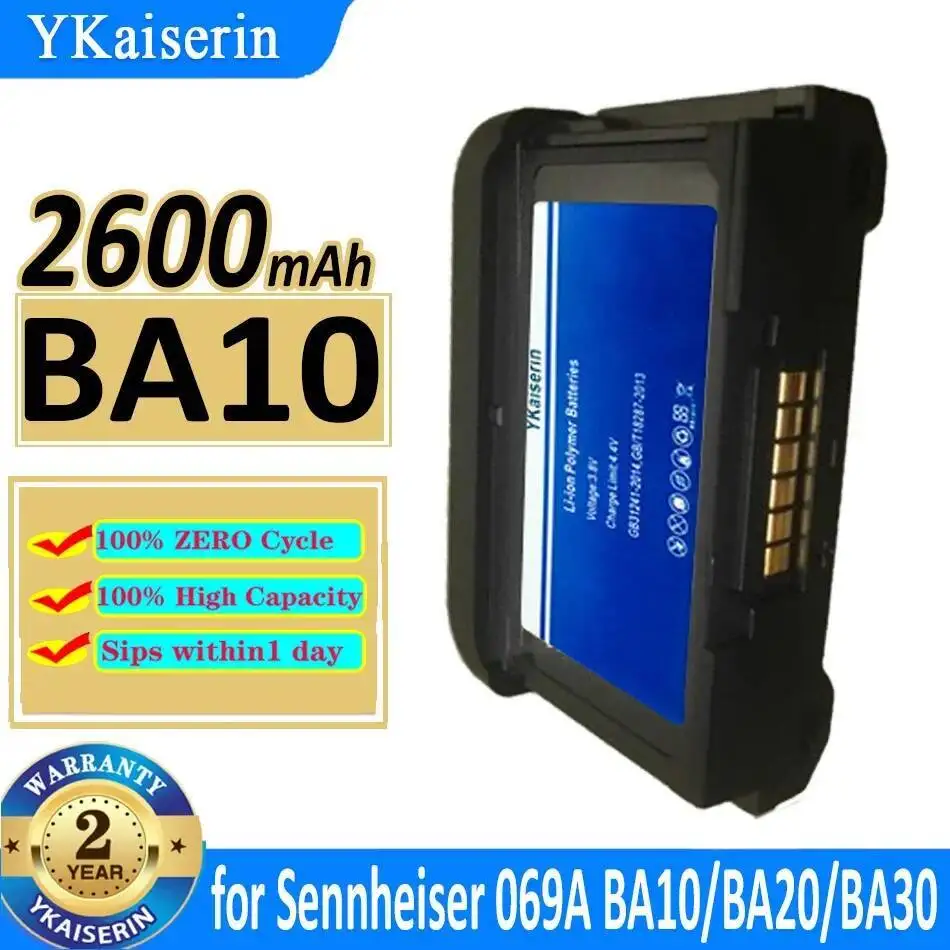 Batería BA10 de receptor de micrófono inalámbrico de larga duración de 2600Mah para Sennheiser 069A BA20 BA30