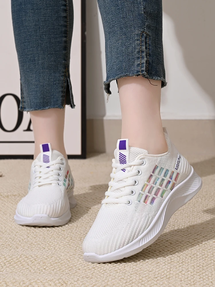 Atmungsaktive Sportschuhe aus Mesh für Damen, leichte und bequeme Sportschuhe mit weicher Sohle, Damen-Schnürschuhe für Freizeitaktivitäten und zum Laufen. – Detail 9