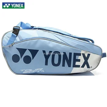 Yonex Hakiki Profesyonel Tenis Raket Çantası Açık Mavi Spor Çantaları Kadın Erkek Raket Sırt Çantası Ayakkabı Bölmesi Ile