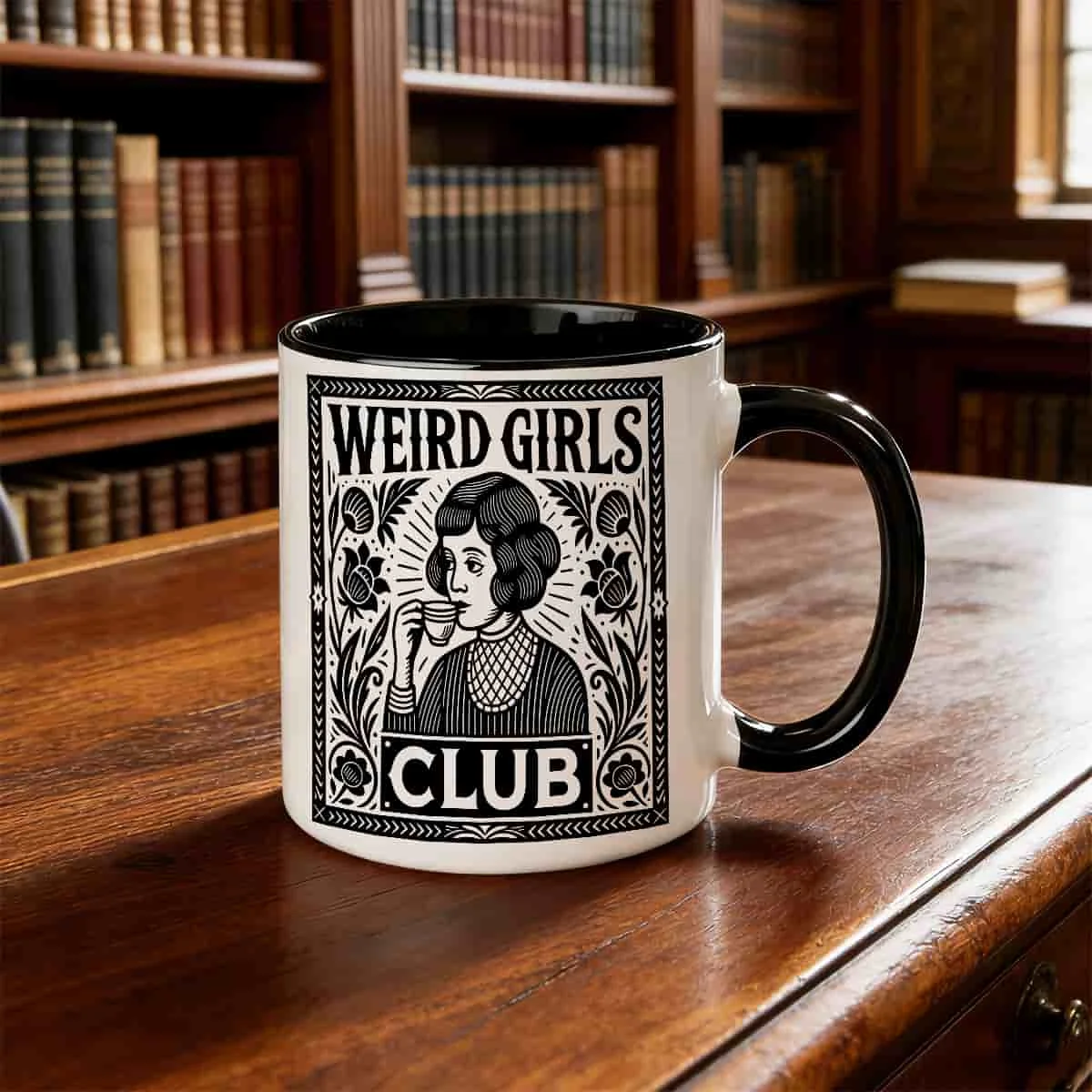 Weird Girls Club Vintage Ceramic Mug 11oz Retro Coffee Cup Suitable for Coffee Lovers Birthdays and Novel Enthusiast Gifts