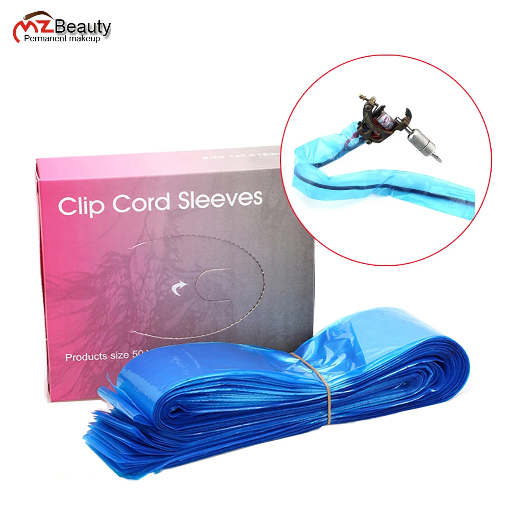 125Pcs Disposable Blue Tattoo Clip Cord Sleeves Covers Bags Plastic Tattoo Machine Protection Bags Tattoo Accessories Supplies