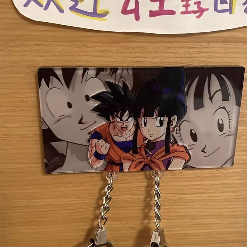 Anime Dragon Ball Son Goku Couple Keychain Hanger Wall Key Holder Home Decor Fridge Magnets Backpack Keyring Birthday Gifts