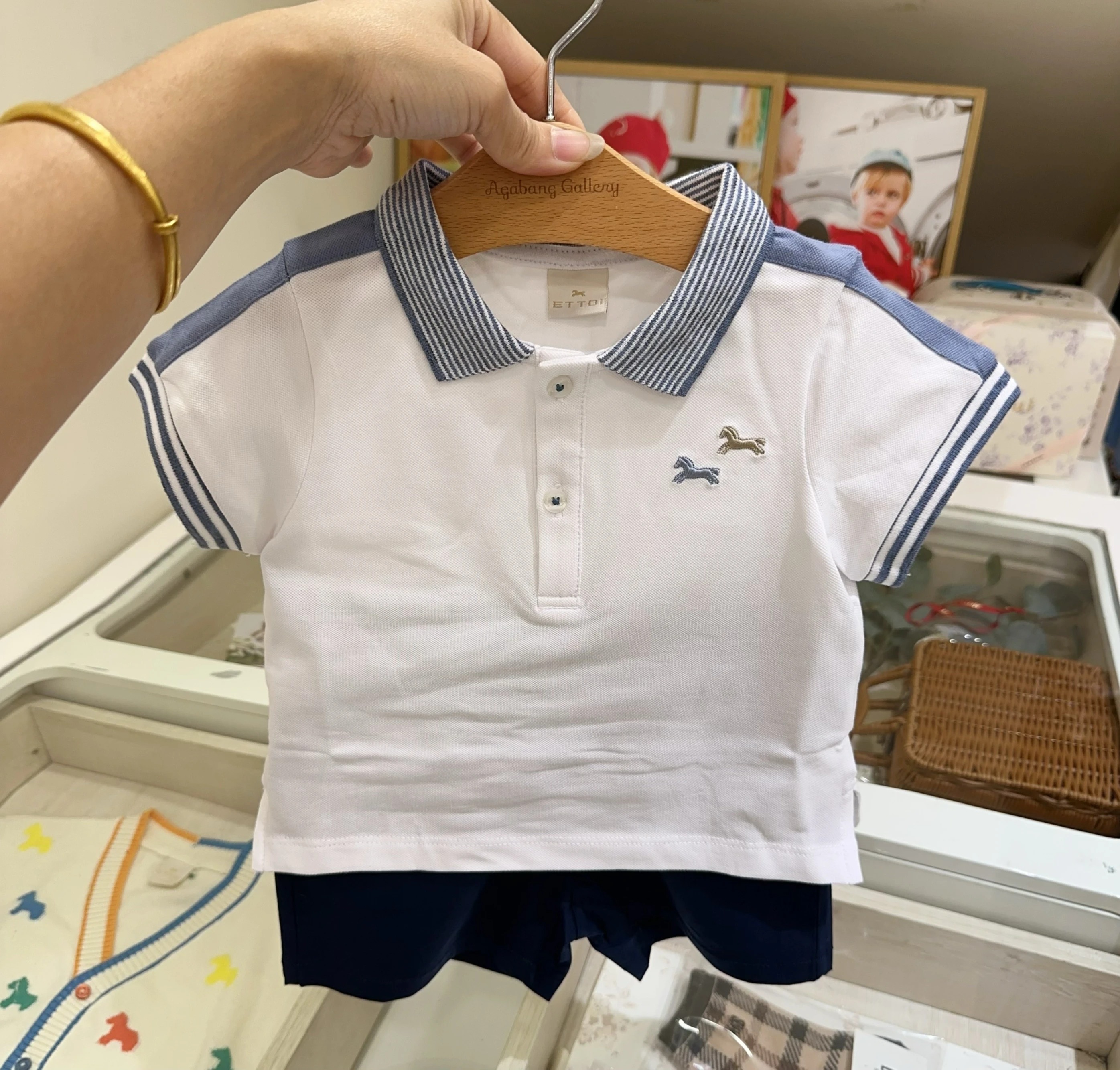

Summer New Style Children's Shirt Short Sleeve Turn-down Collar Striped Boys' Clothes Set Baby's First Year Outfit
