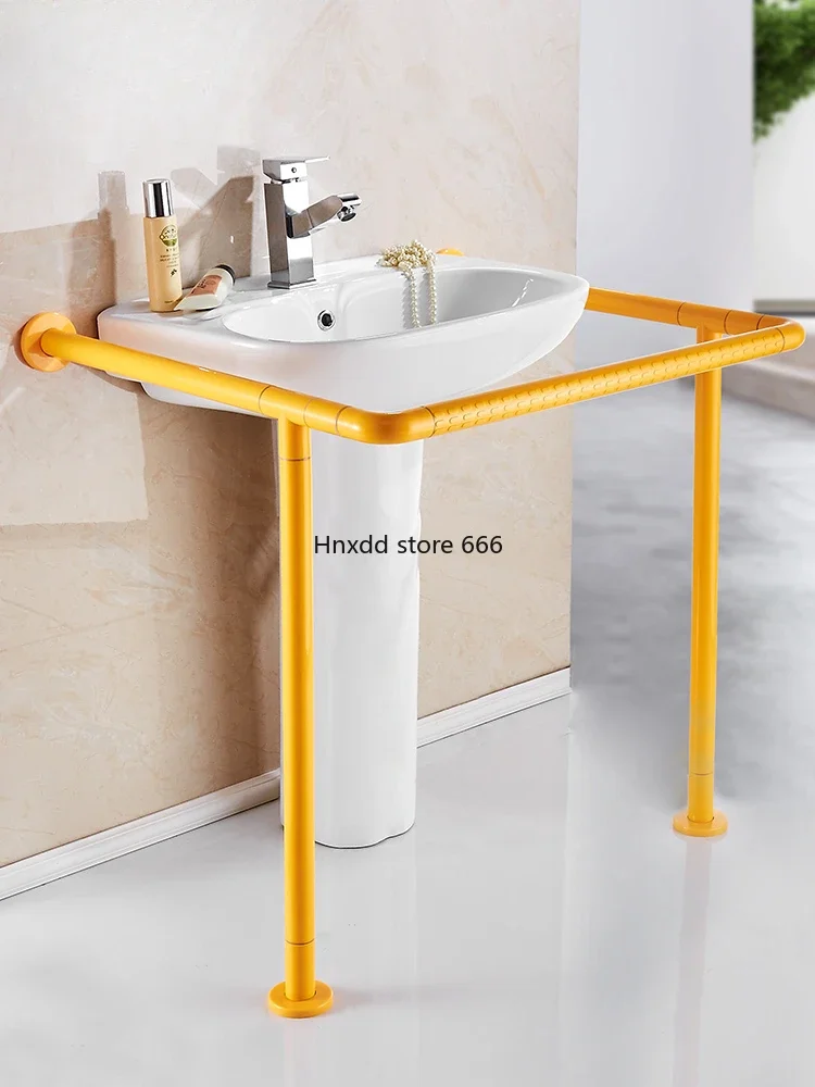 Barrier-free floor column washbasin disabled elderly toilet auxiliary handrail