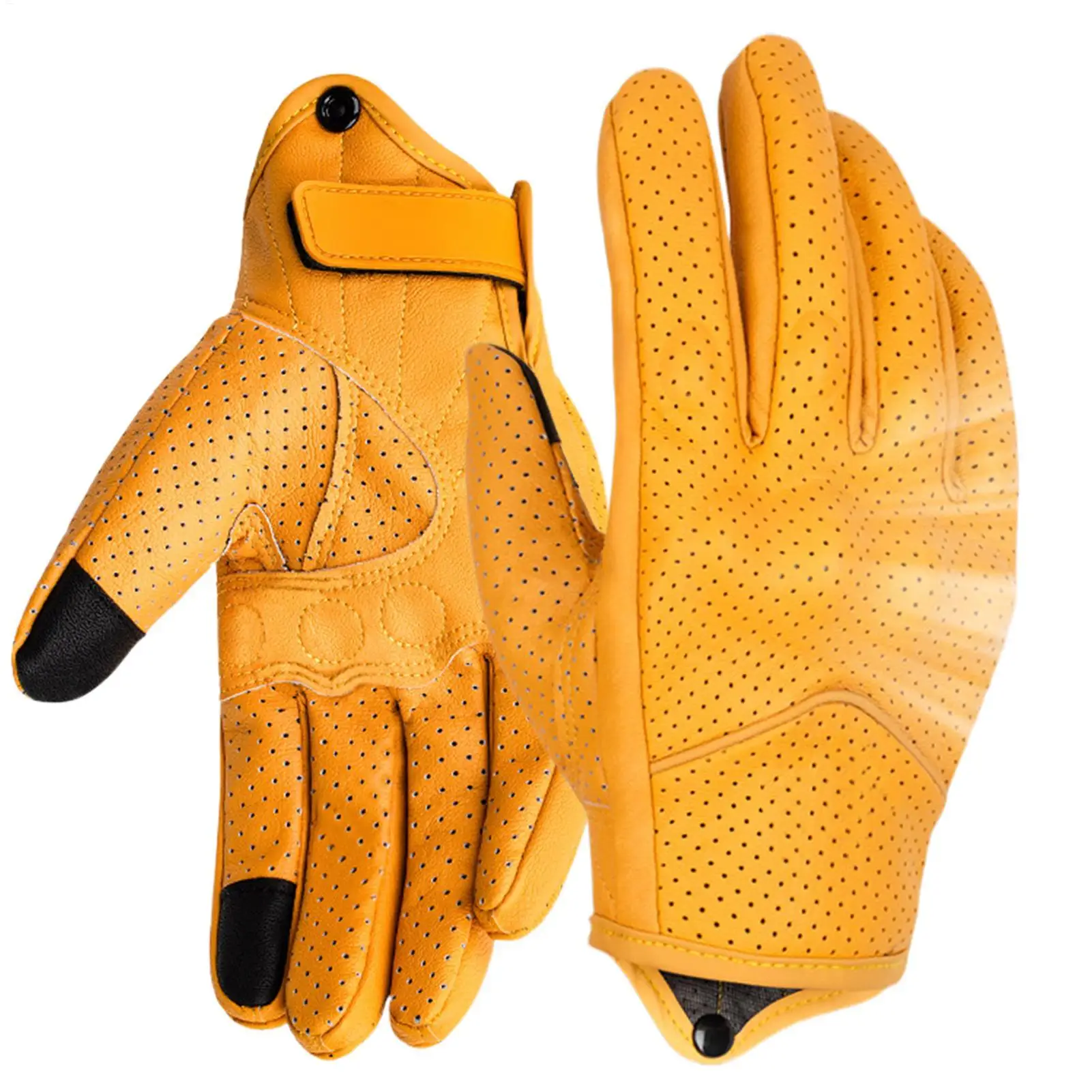 

Yellow Motorcycle Breathable Racing Gloves Summer Perforated PU Leather Motocross Glove Men Women Motorcyclist Protected Gloves
