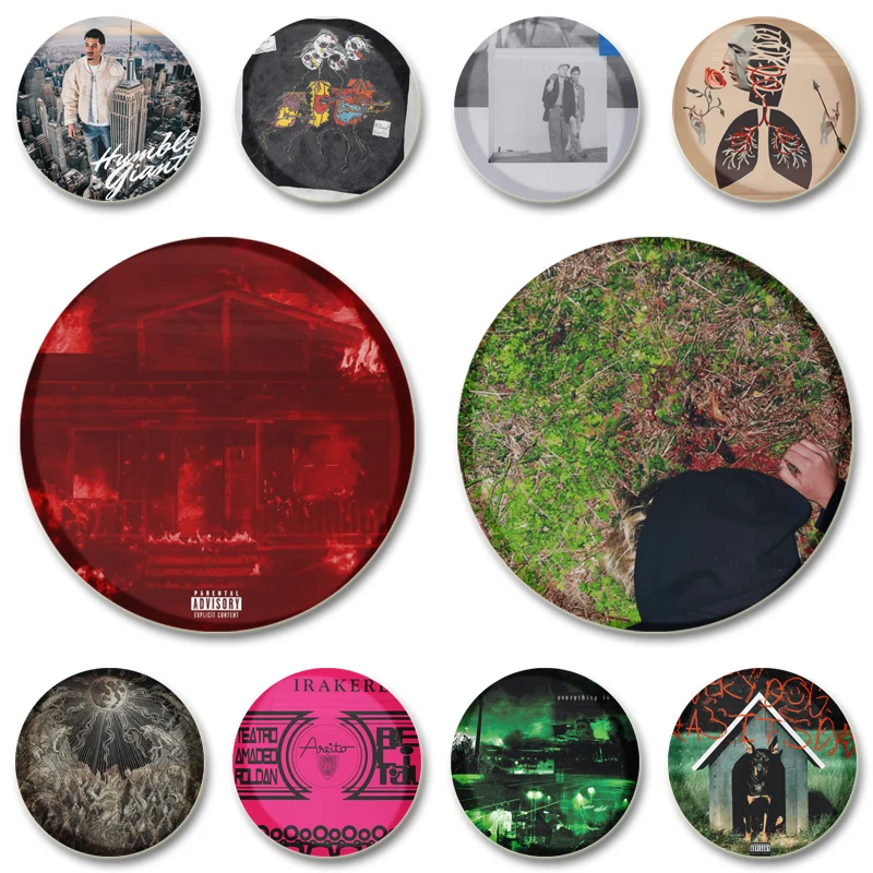 

32/44/58mm Album Cover Brooches Creative Enamel Pins Handmade Round Plastic Badge for Hat Backpack Clothes Accessories Jewelry