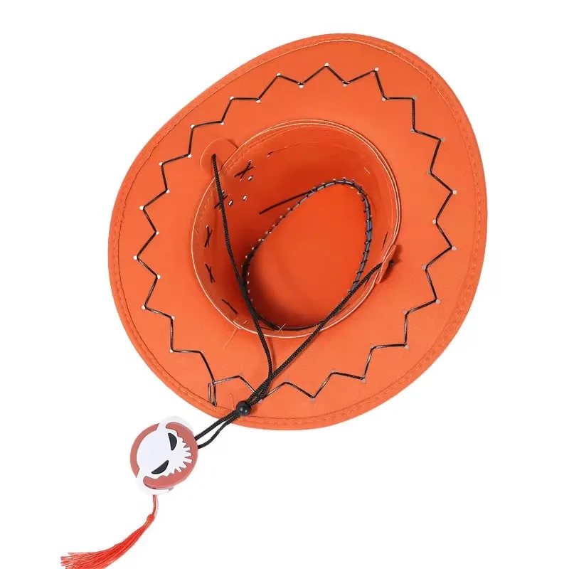 Nuovo arrivo Anime Ace Cappelli Cosplay Unisex Rufy Ace Arancione LED Berretto da cowboy per adulti Carnevale di Halloween Accessori Cosplay