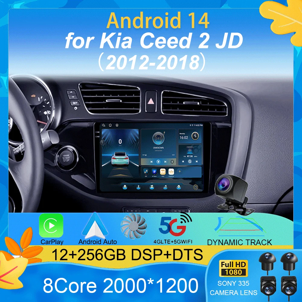 

Car Radio Android 14 Wireless Carplay Auto for Kia Ceed 2 JD 2012 2013 2014 2015 2016 2017 2018 Multimedia Player 2 Din GPS 4G