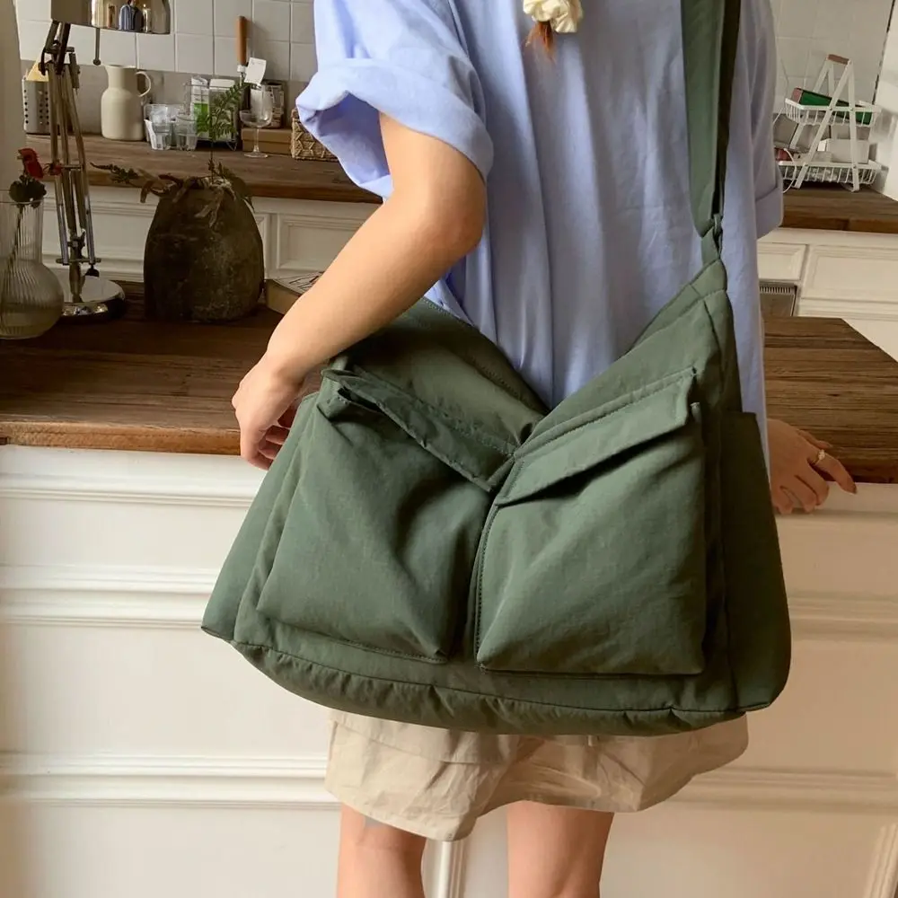 

Large Capacity Nylon Crossbody Bag Multiple Pockets Harajuku Men Shoulder Bag Korean Style Sports Canvas Messenger Bag Daily