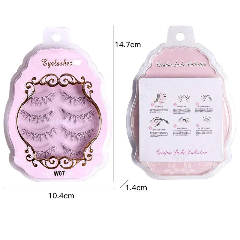 3/4 Pairs Little Devil Fake Eyelashes Natural Look Reusable Manga Japanese Korea Makeup Clear Invisible Band Work Date Fake Lash