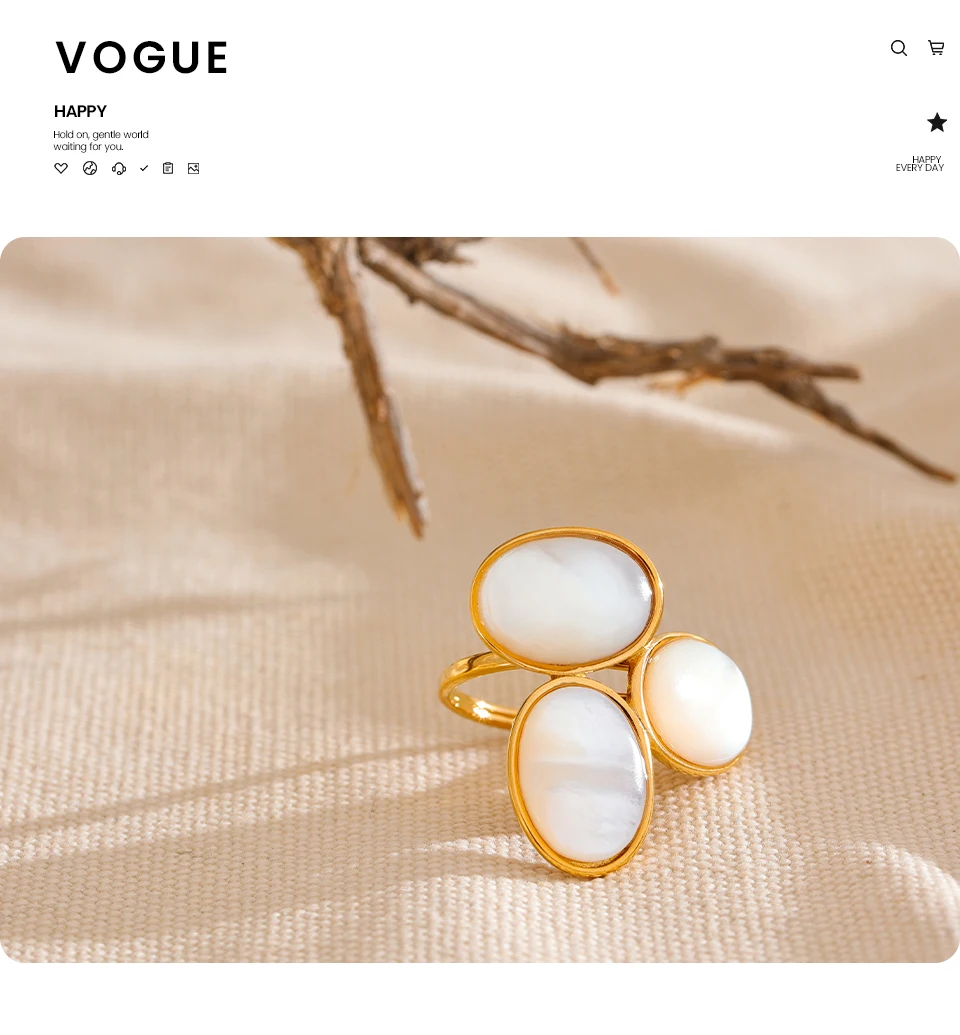 Yhpup Luxuriöser, hochwertiger, natürlicher Muschel-Blume, goldener, verstellbarer Ring, modischer Charm-Schmuck aus Edelstahl 316, gegossener Technologie – Detail 10