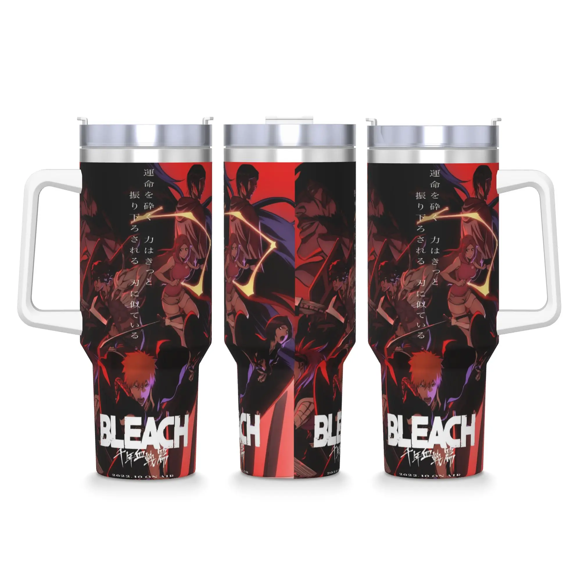 BLEACH Anime Ichigo  Tumbler  Hot Drinks Water Bottle Leakproof Stainless Steel Thermal Mug Graphic Driving Car Mugs