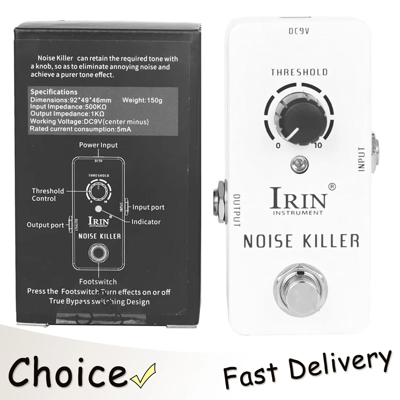 

Эффект-педаль IRIN Noise Killer для электрогитары: устранение шумов, сохранение необходимого звука, True Bypass, педали RS-15, гитарные аксессуары