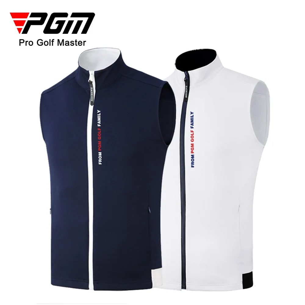 PGM Golf Men's Sweater Autumn Winter Windproof Vest Warm Stand Collar Vests Golf Clothing Men sports Golf Wear