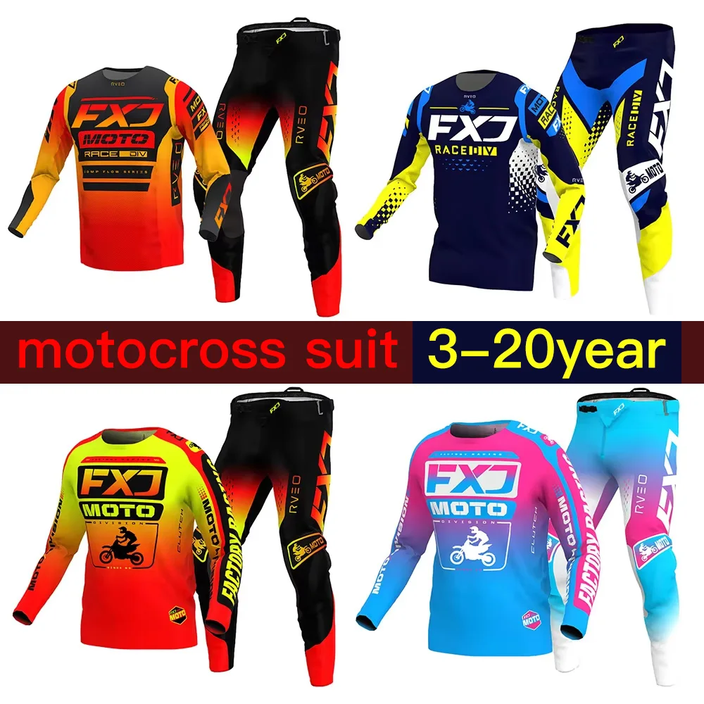 Child Motocross Gear Set Off-Road Enduro Cross Kits Boy MX MTB Black Combo Girl Pink Name Number Customize