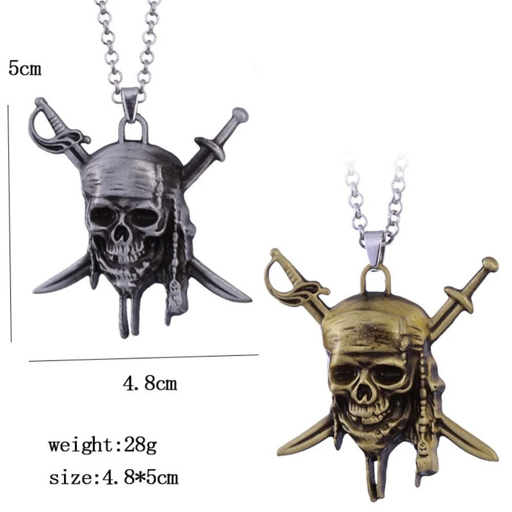 

Pirates Of The Caribbean Necklace Movie Jack Sparrow Aztec Skeleton Skull Heads Pendant Punk Medallion Vintage Jewelry Wholesale
