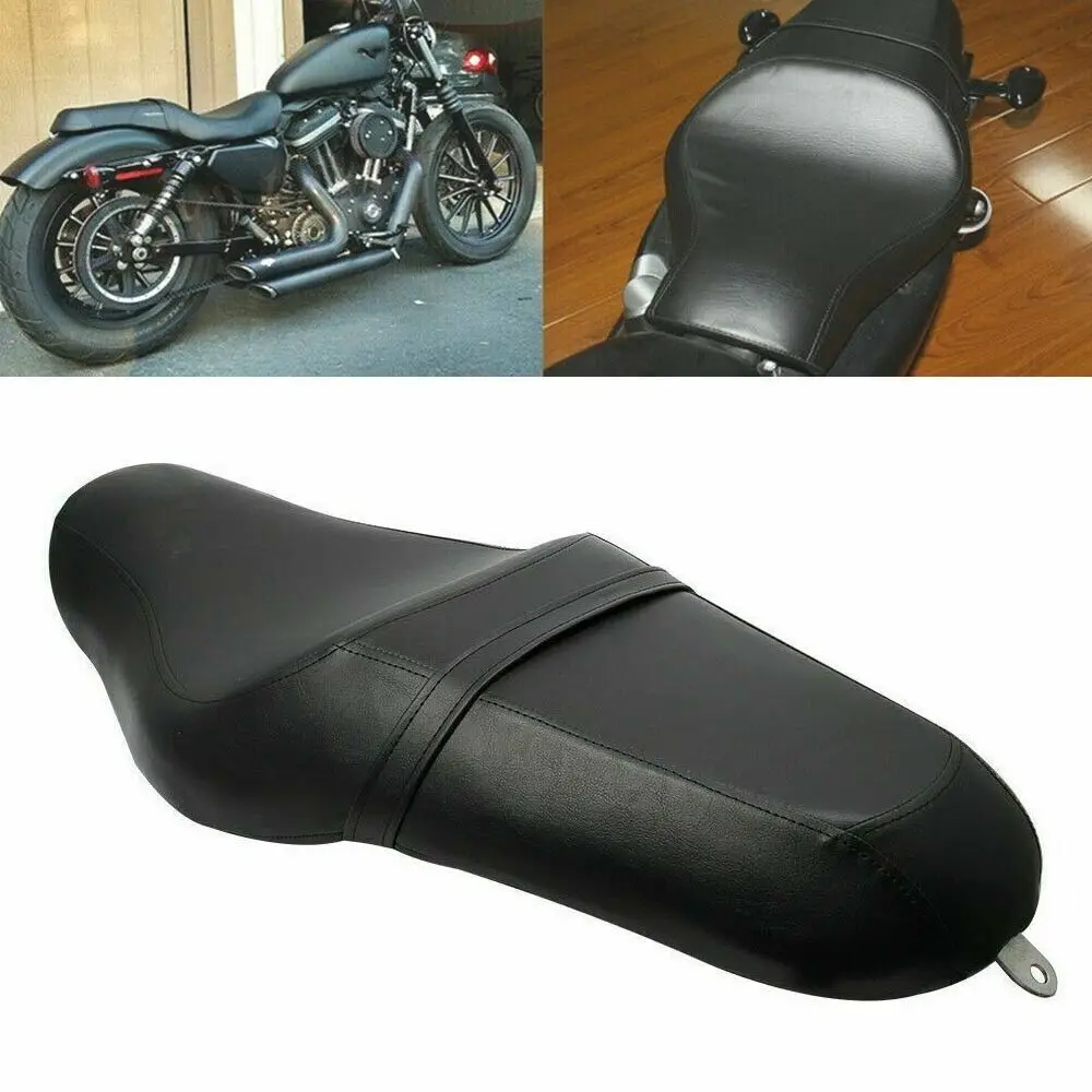 Motorcycle Black Driver & Passenger Cushion Saddle Seat Two-Up Seat For Harley Sportster XL883 N XL1200 N Iron 48 72