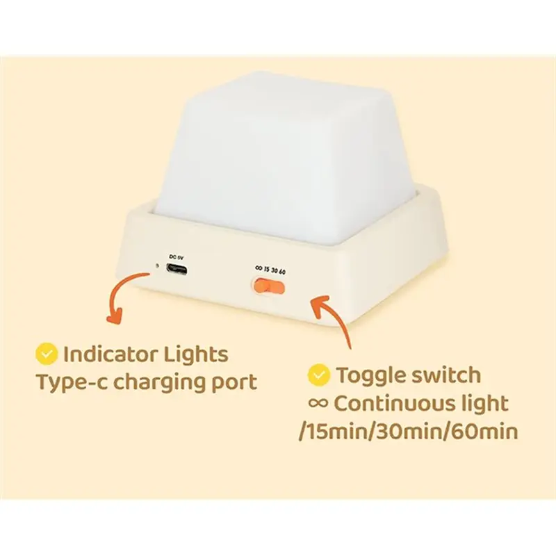 AC57-Simple Design Lights Night Lamp Press Switch Timing Led Table Desk Lamp High Quality Night Light Keyboard Shape