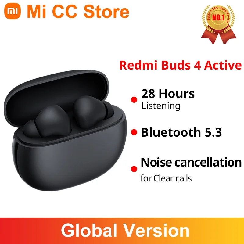 Xiaomi Redmi Buds 4 Active Global Version Bluetooth 5.3 Earphone True Wireless Earbuds Noise Cancelling 3 Ear tips Headphones