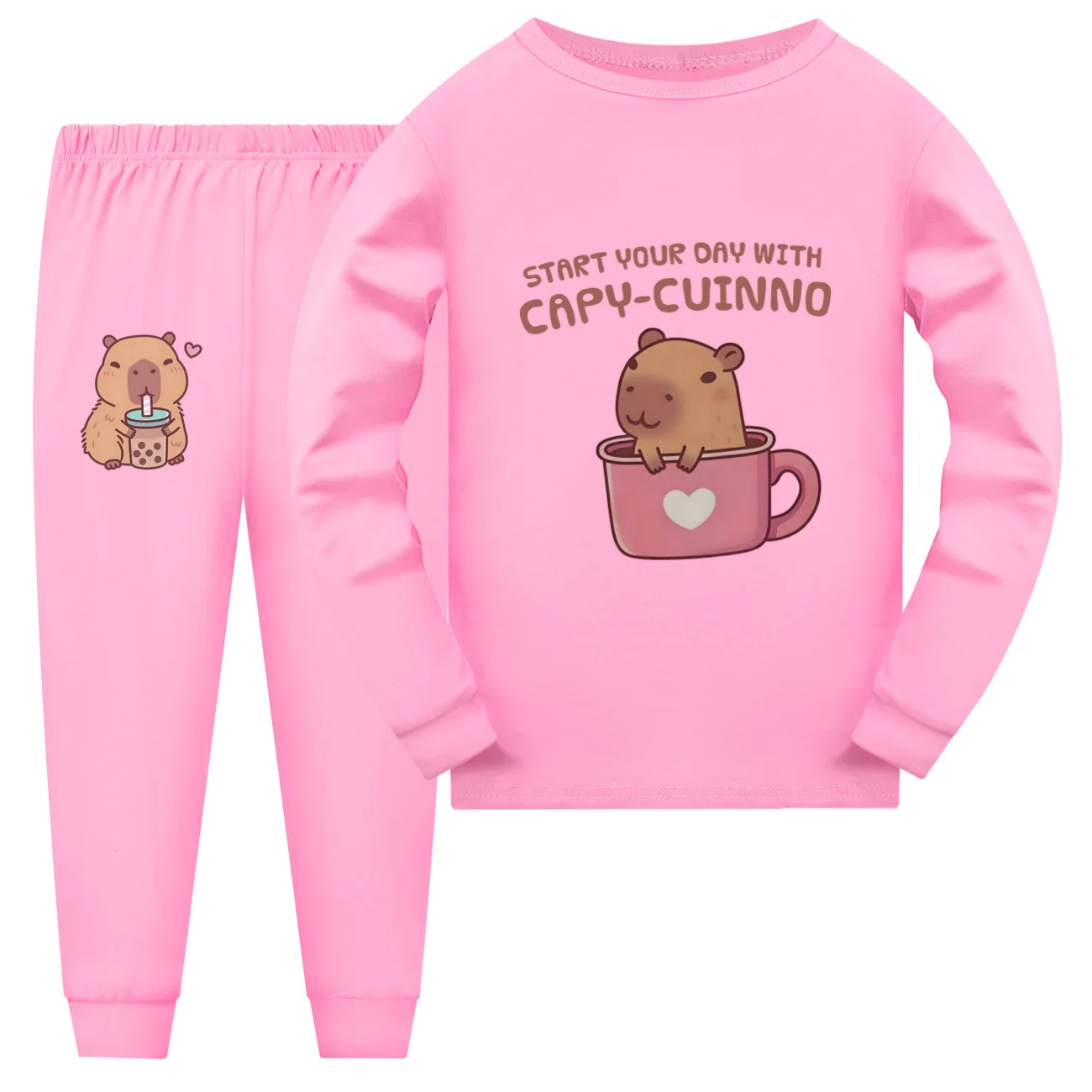 

Boys Girls Long Sleeve Pajamas Sets Pyjamas Suits Children's copybara Sleepwear Teenager Homewear Pijamas