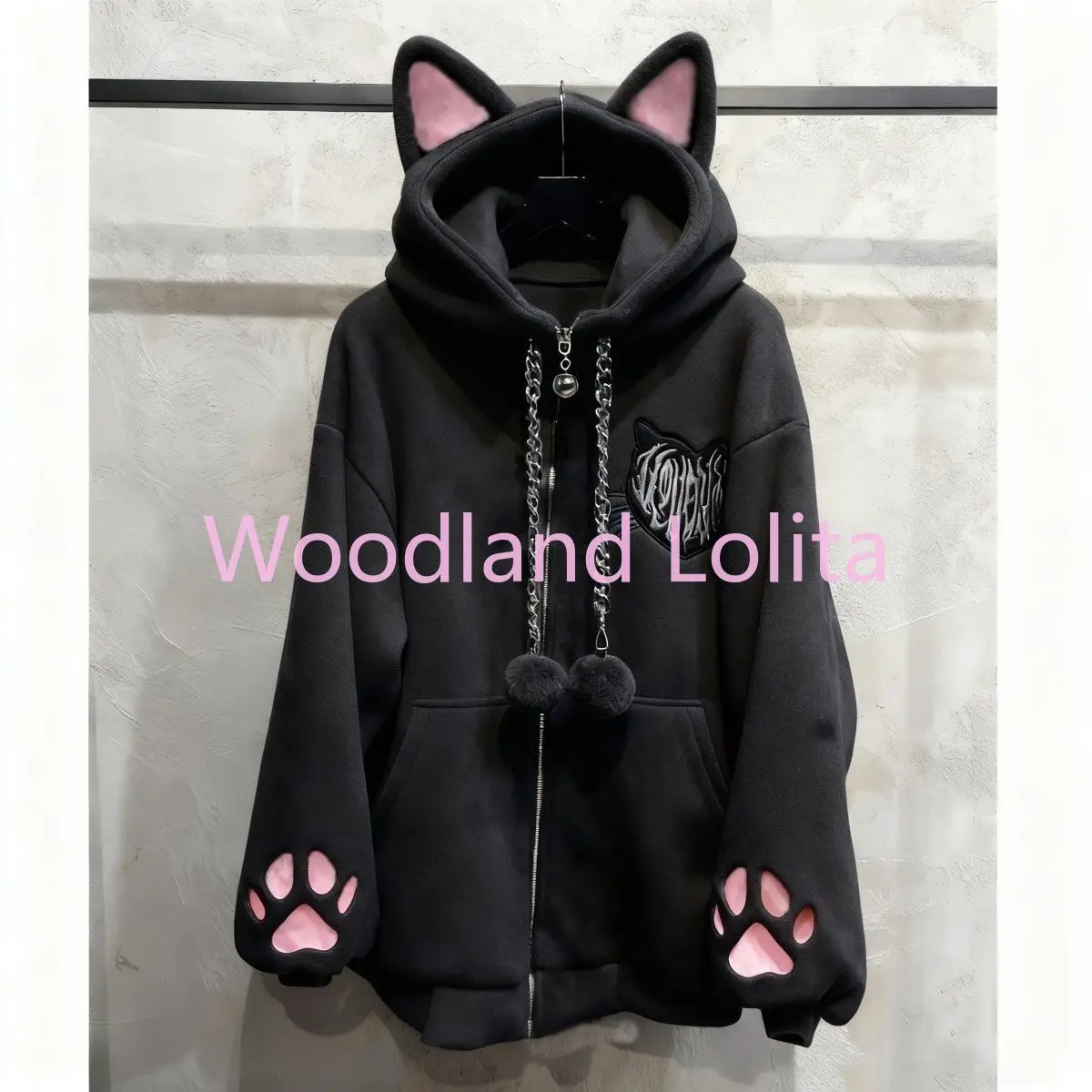 Spring Autumn Subculture Y2K Kawaii Coat Women Dark Cat Ear Cat Scratch Hooded Coat Vintage Jirai Kei Sweet High Street Coat New