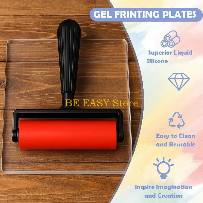E28F Recyclable Printing Pad Set With Brayer For intermedia Art On Paper Cardstock And Fabric exteriors