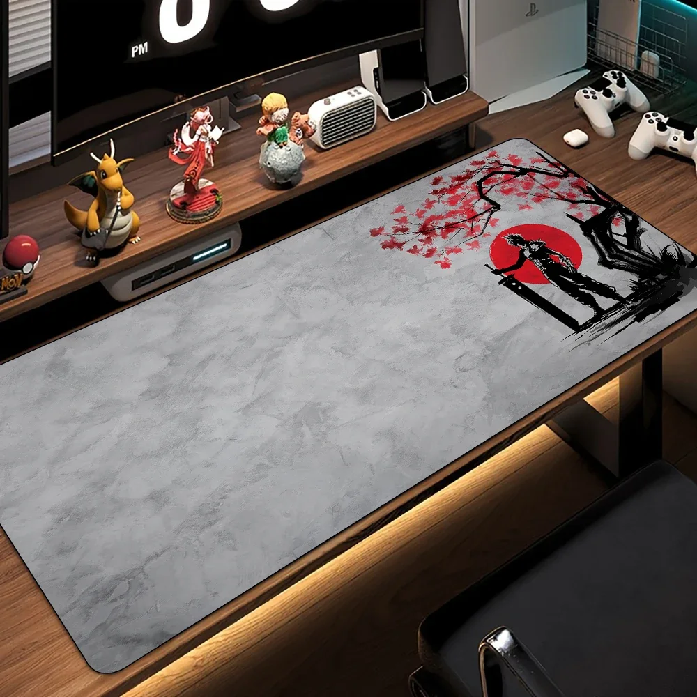 نغمات رمادية الساموراي موضوع لوحة ماوس الألعاب حصيرة مكتبية حصير الألعاب عدم الانزلاق المطاط مقاوم للماء ملحقات الكمبيوتر لوحة المفاتيح أنيمي ماوس الوسادات