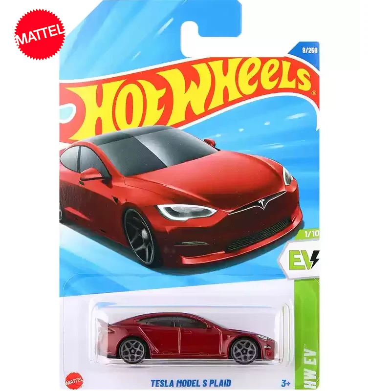 Mattel 오리지널 핫 휠 자동차 1/64 금속 다이캐스트 HW EV 테슬라 모델 S 격자 무늬 시뮬레이션 차량 장난감, 소년 생일 선물