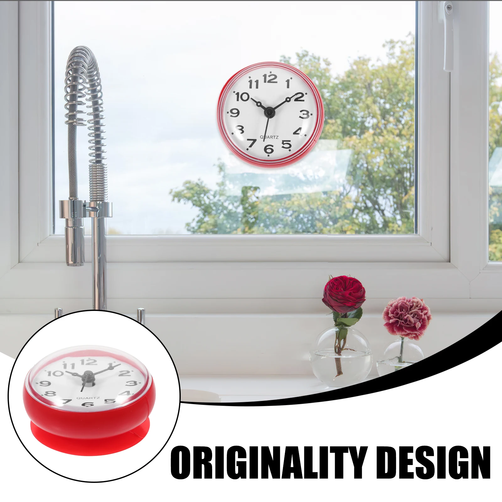 

Waterproof Bathroom Clock Suction Cup Wall Mounted Modern Design Lightweight Small Bedroom Kitchen Living Room Shower Alarm Home