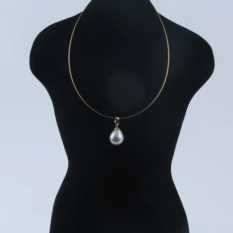 

18k gold plated natural white real freshwater round edison pearl necklace
