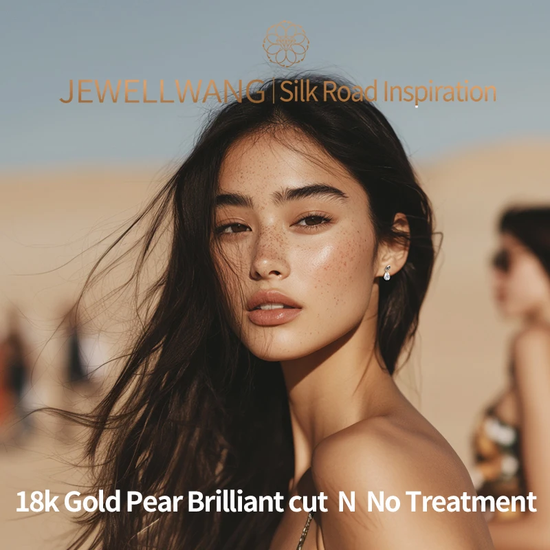 

JEWELLWANG Customizable 18K Gold Lab-Grown Waterdrop Diamond Earrings Engravable Dainty Studs Hypoallergenic Fine Jewelry Gift