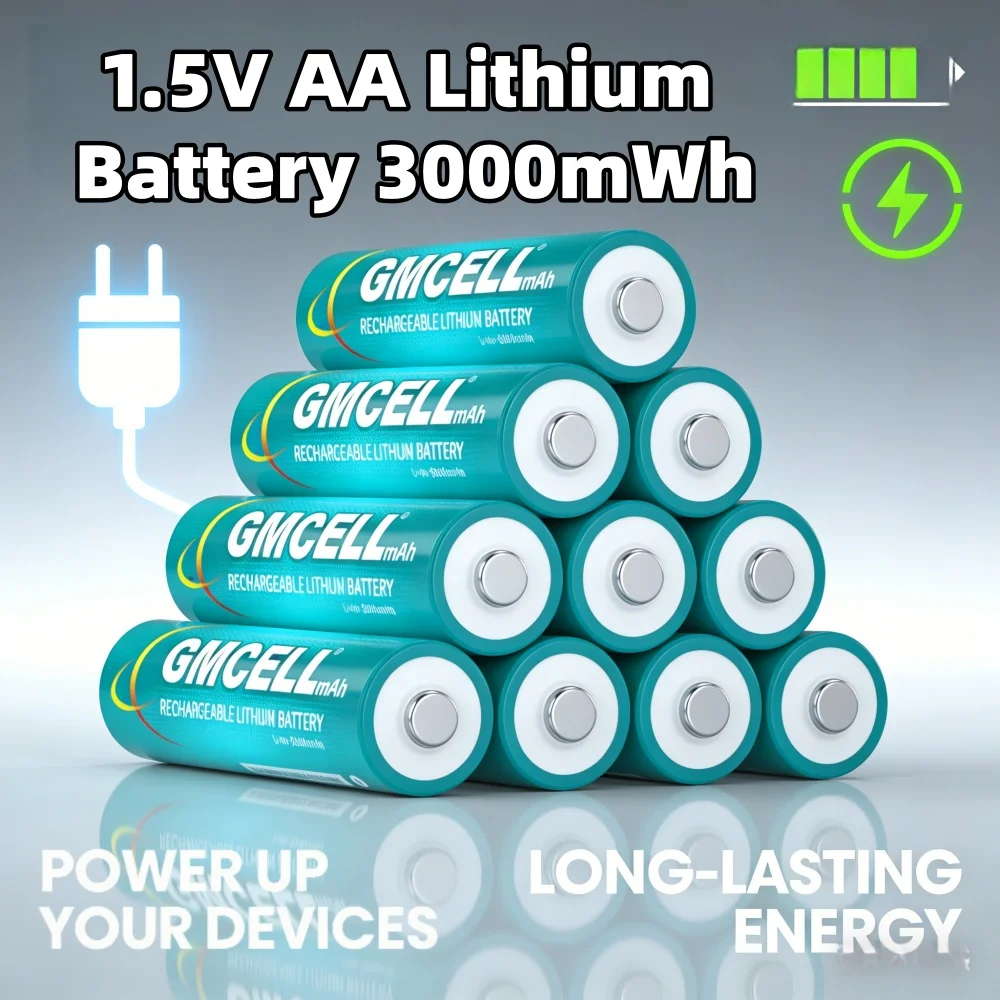 

1.5V AA 3000mWh Rechargeable Lithium Battery Long Endurance Power for Flashlights, Toys & Remote Equipment