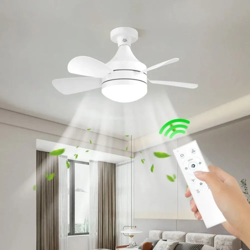 LED Ceiling Fan Light 40/60W E27 Remote Dimming for Living Room Study and Home Use Fan Light Smart Silent Ceiling Fans 85-265V