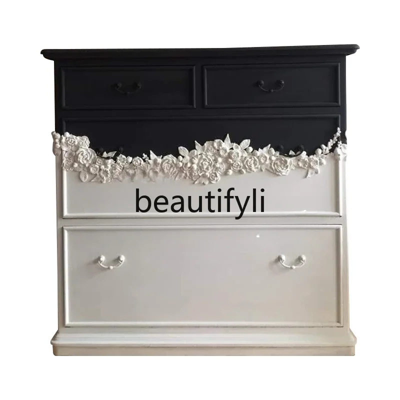 

Solid wood carving flower chest/personalized drawer locker/neoclassical entrance cabinet