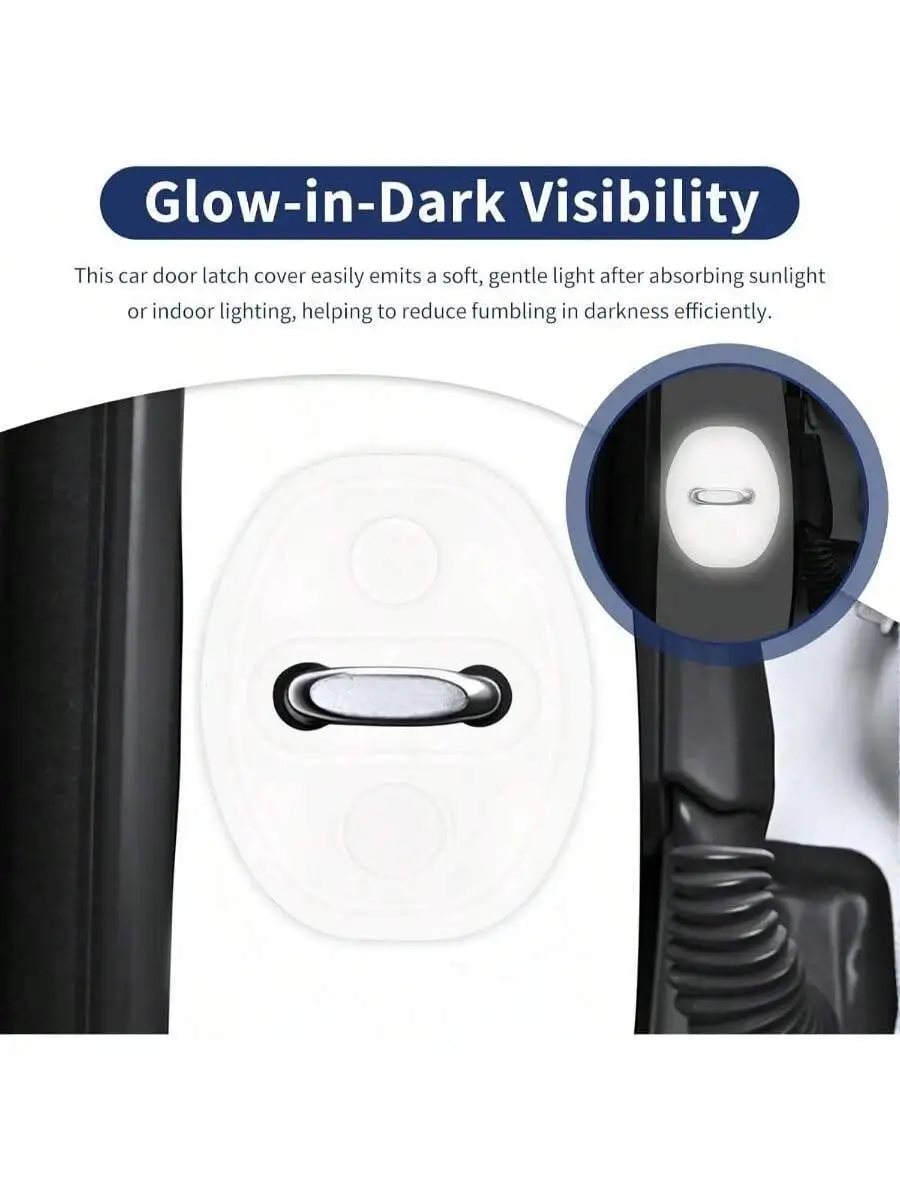 4PCS Silicone Car Door Protective Cover With Car Door Shock Absorber, Glow In Dark Doors Lock Cover, Universal Silicone Doors