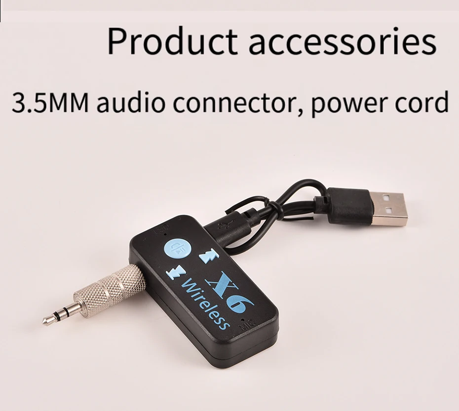3in1 Wireless Bluetooth-compatible Adapter X6 USB Receiver 3.5mmAudio Jack TF Card Reader MIC Call Support Car Speaker Headphone