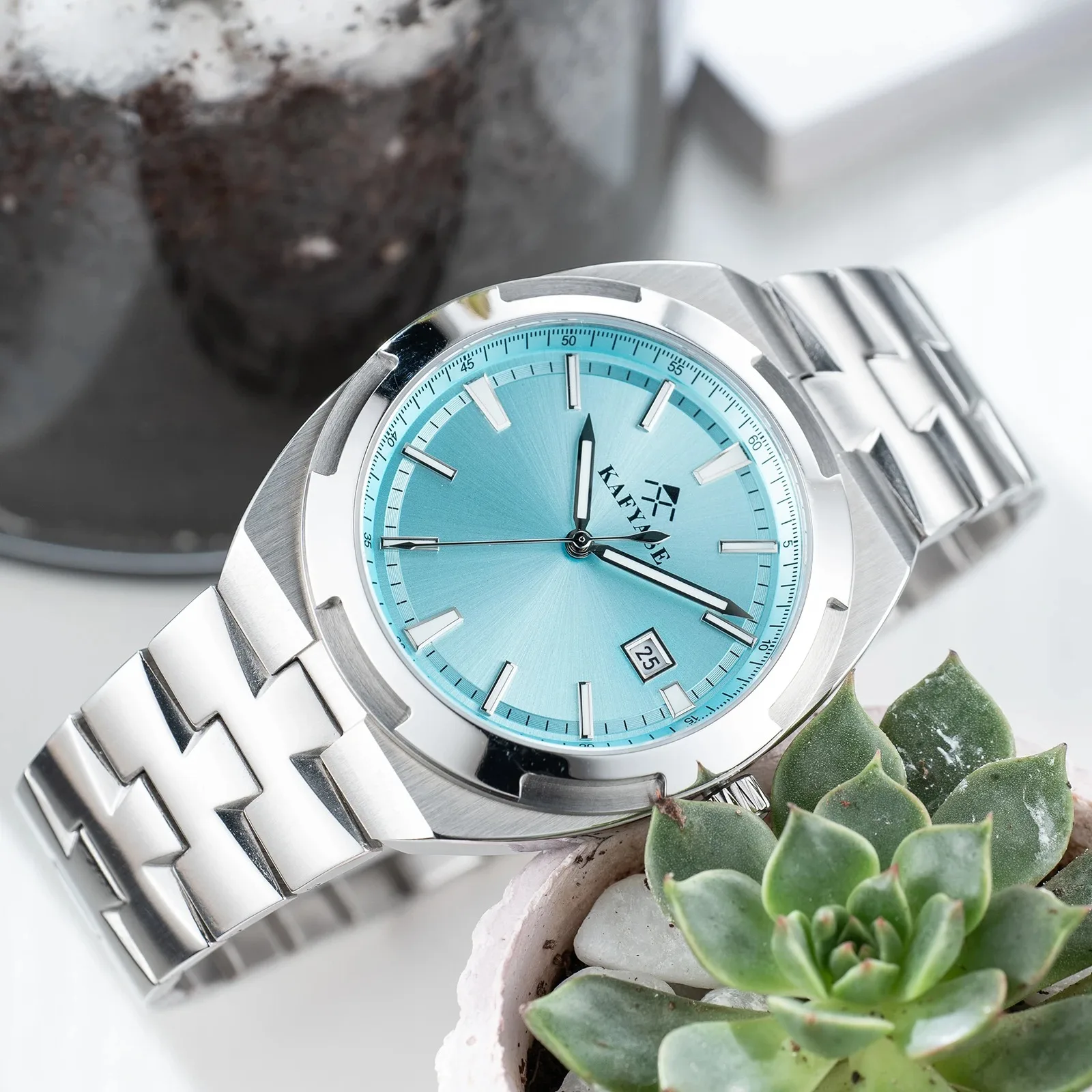 KAFYASE Men Automatic Watch 42mm Mechanical Wristwatch Luminous Sapphire Mirror 50m Waterproof Miyota8215