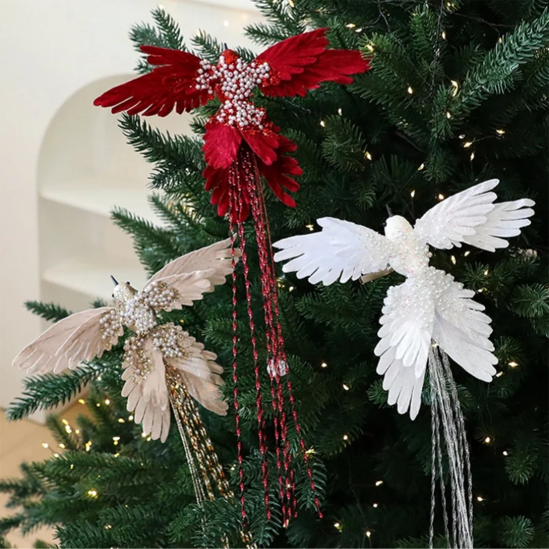 

2Pcs Christmas Simulation Hummingbird Decoration Hanging Christmas Scene Arrangement Bird Christmas Tree Decor Hanging Decor