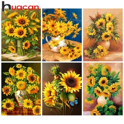 Huacan 5d Diamond Embroidery Flower Cross Stitch Kit Full Painting Sunflower Vase Diy Gift Art Home Decoration