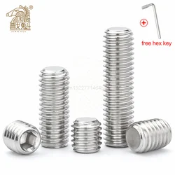 Parafuso sextavado do conjunto do soquete sextavado, ponto liso, cabeça de Allen, aço inoxidável, parafuso sextavado da Grub, M2, M2.5, M3, M4, M5, M6, M8, M10, M12
