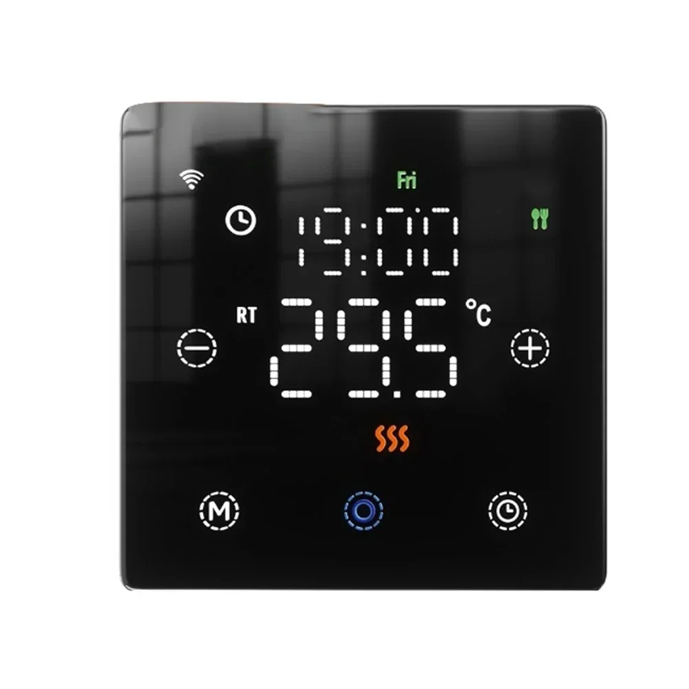 White Programmable Thermostat Convenient Heating Schedule Fire-retardant Material Integration With Voice Control For ALEXA